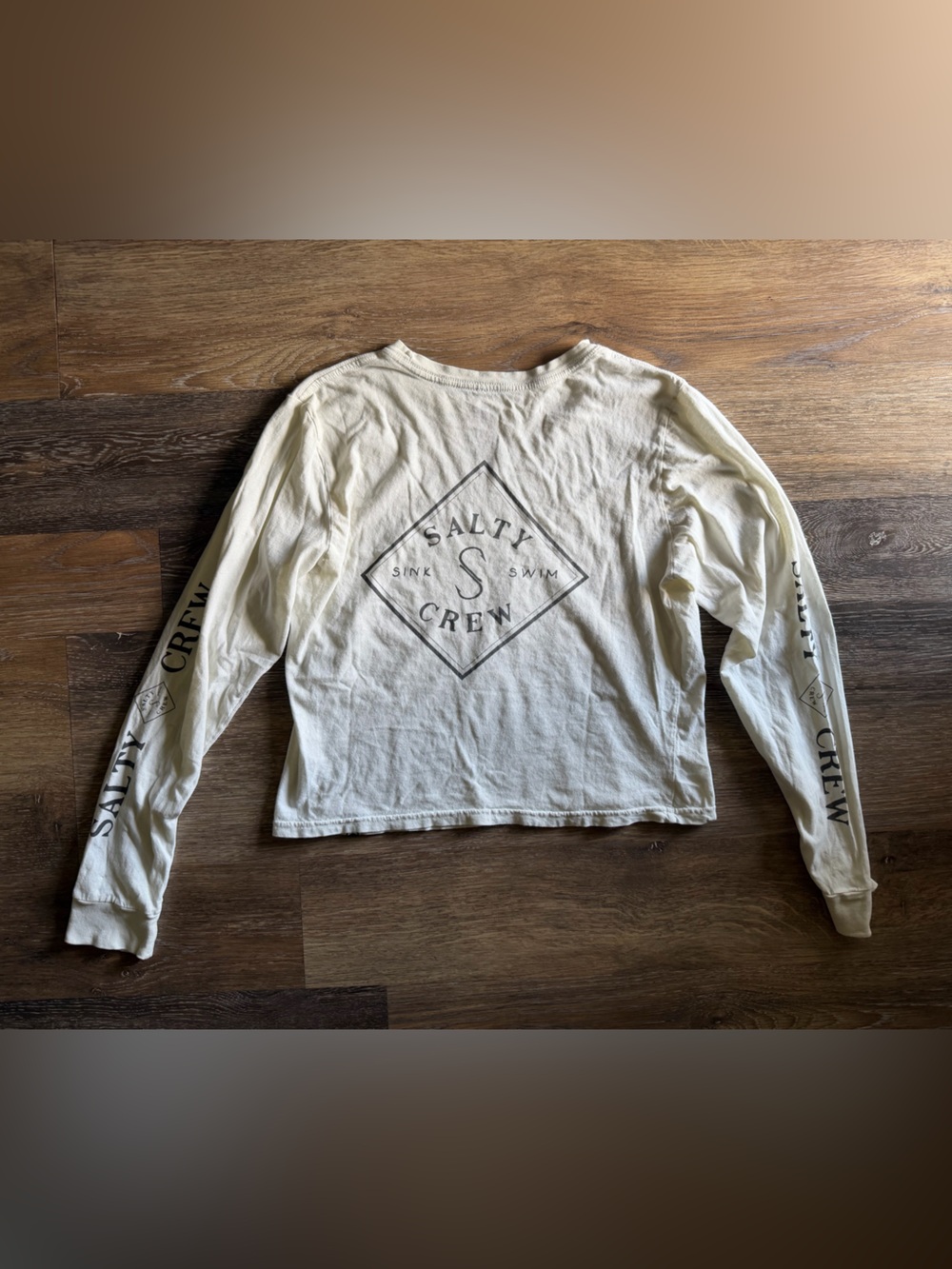 Salty Crew Cream Long Sleeve Graphic Tee with Black Print